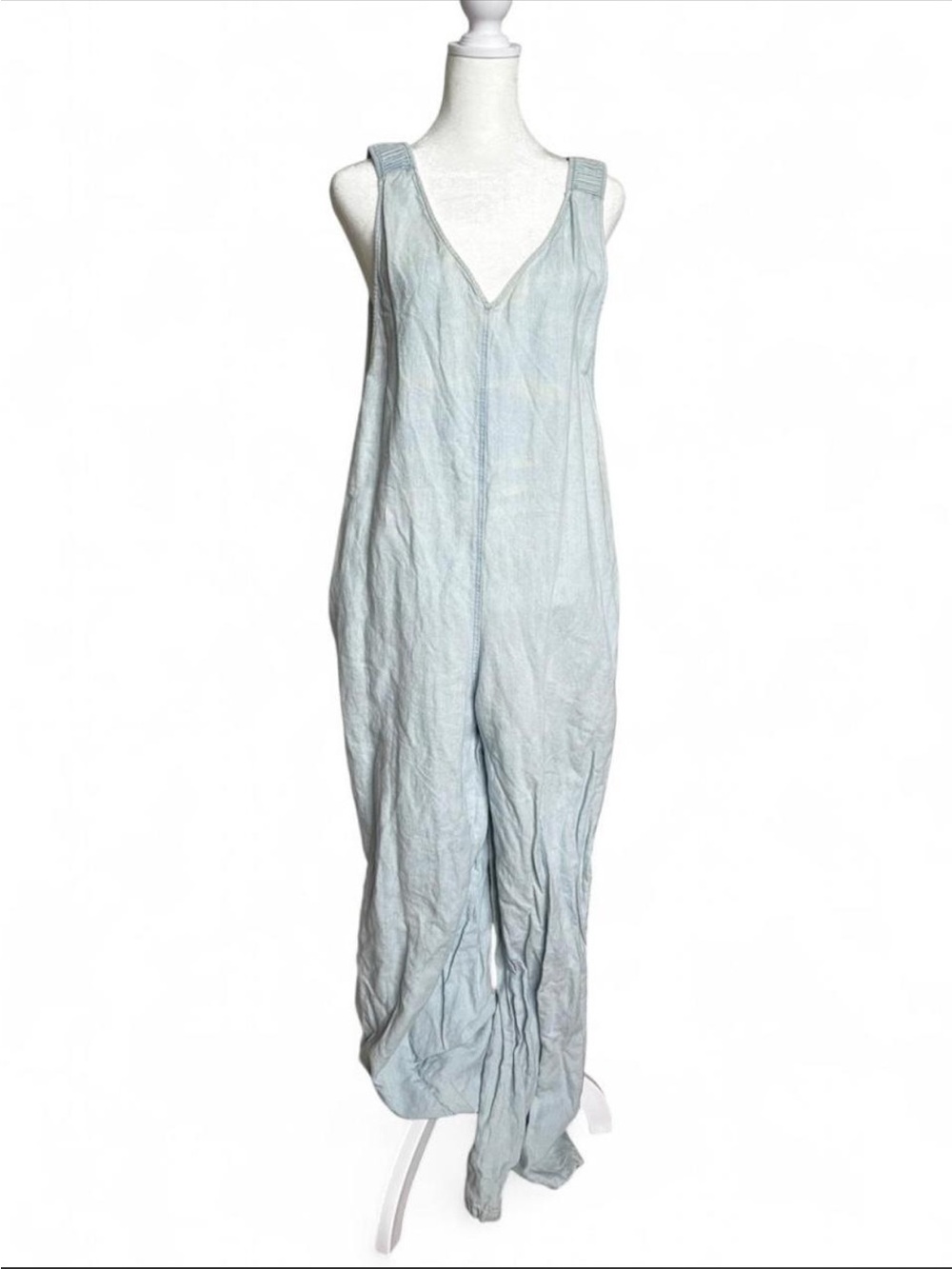 ZARA Linen Cotton Blend Denim Jumpsuit/Overalls